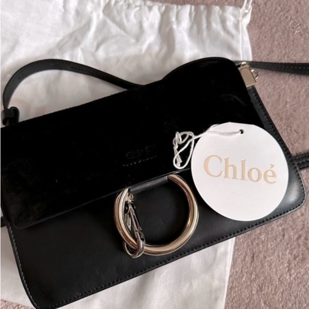 Chloe Black Crossbody Bag with Silver Accents